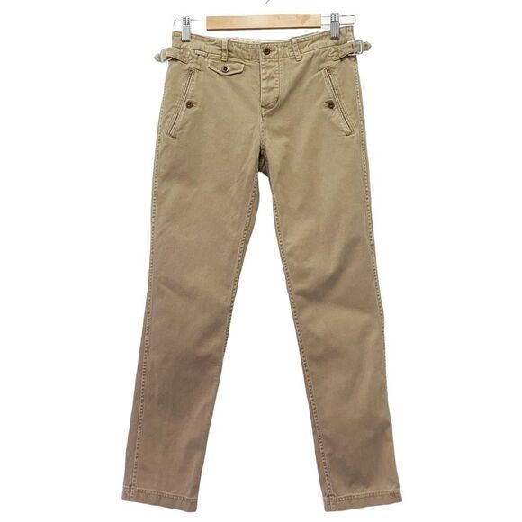 Vintage Ralph Lauren Women's Chino Pants Size 2 Cotton Slim Fit Utility Dark Tan - Picture 1 of 9